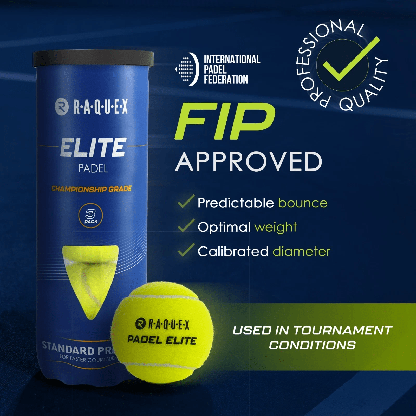 Raquex Elite Pace (3 Padel Balls 1 x 3) - Playing Padel