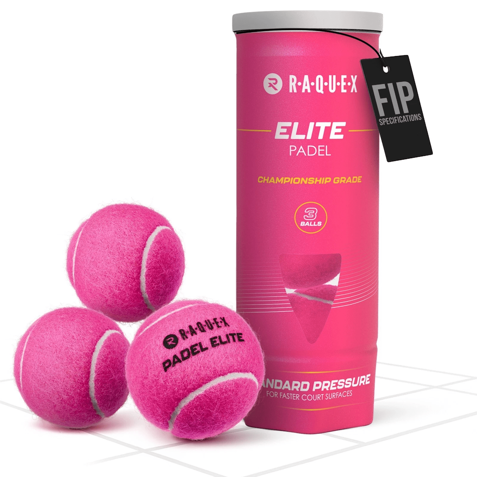 Raquex Elite Pink Premier Padel Speed (3 Padel Balls 1 x 3) - Playing Padel
